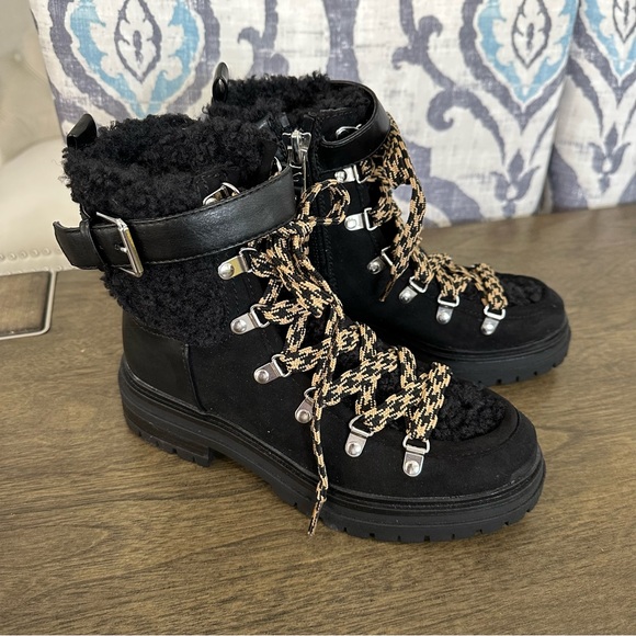 NIB Sam Edelman Gretchen Faux Shearling Trimmed Lace-Up Boot Size 6 - Picture 15 of 16